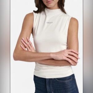 DKNY JEANS Women’s Rhinestoned Sleeveless Mock Neck Tank Top
